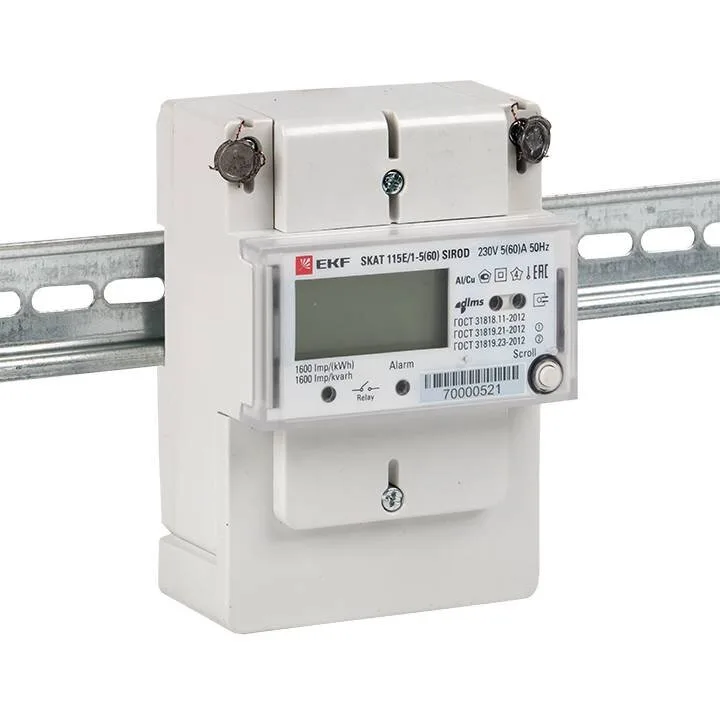 Счетчик электрической энергии однофазный многотарифный SKAT 115E/1-5(60) SIROD (встроенное реле) EKF 2т МСК+0