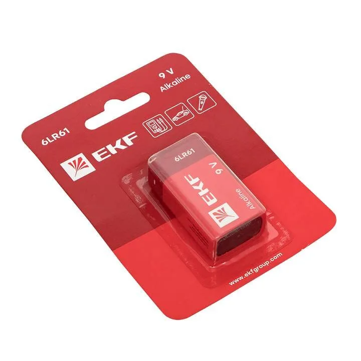 Алкалиновая батарейка типа 9V(6LR61) блистер 1шт. EKF Алкалиновая батарейка типа 9V(6LR61) блистер 1шт. EKF